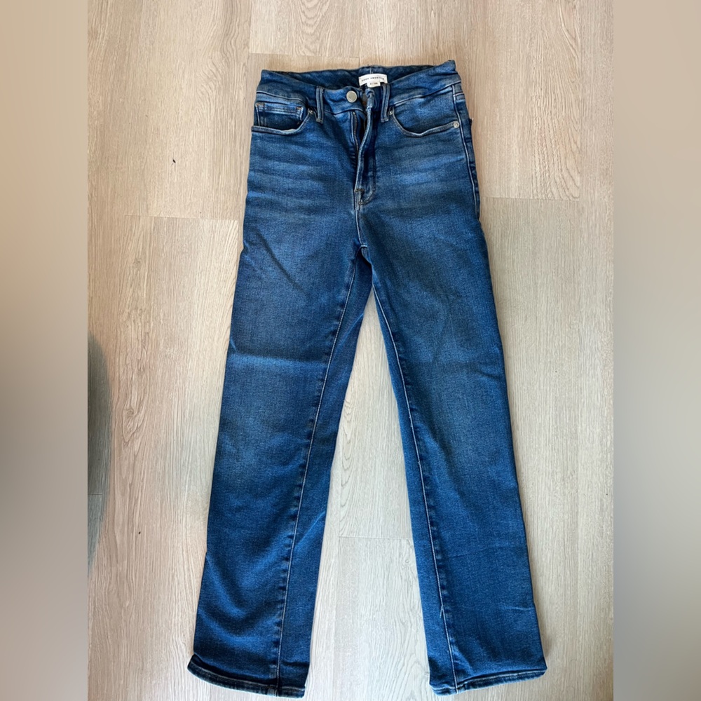 Good American Dark Blue Straight-Leg Jeans